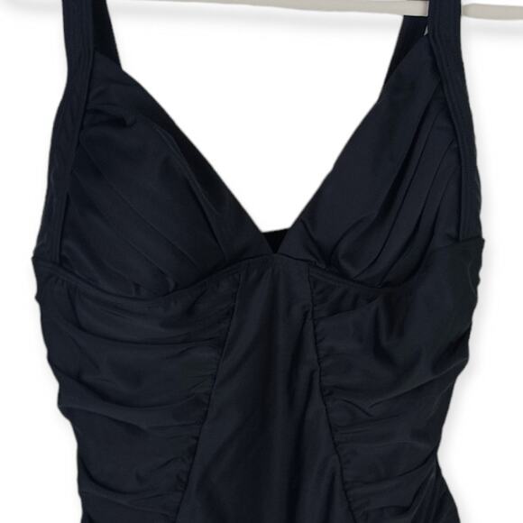 Venus SZ 20 Runs Very Small (12/14) Ruched One Piece Bathing Suit In Black NEW - Picture 3 of 7